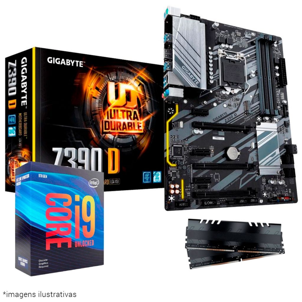 Kit Upgrade Intel® Core™ i9 9900KF + Gigabyte Z390 D + Memória 16GB DDR4