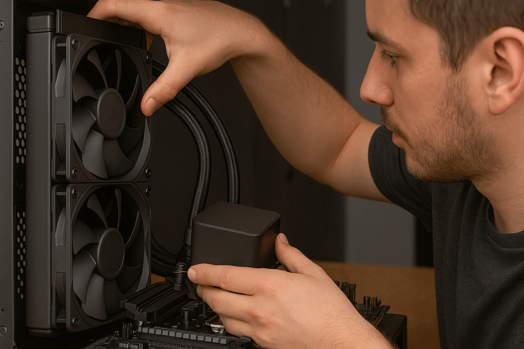 Como instalar CPU cooler water cooler AIO: montagem do radiador e do bloco da bomba