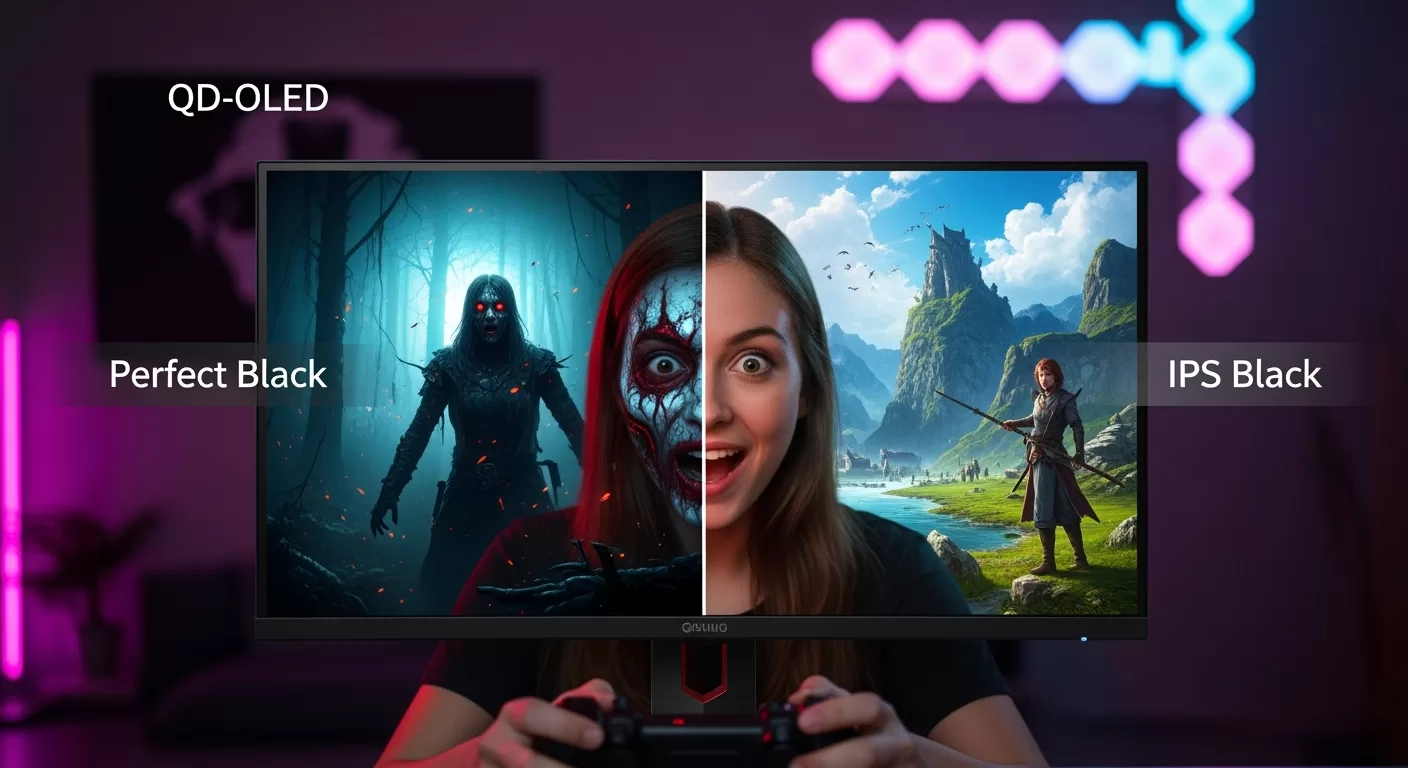 QD-OLED vs. IPS Black: O Guia Definitivo para sua Imagem Perfeita nos Games
