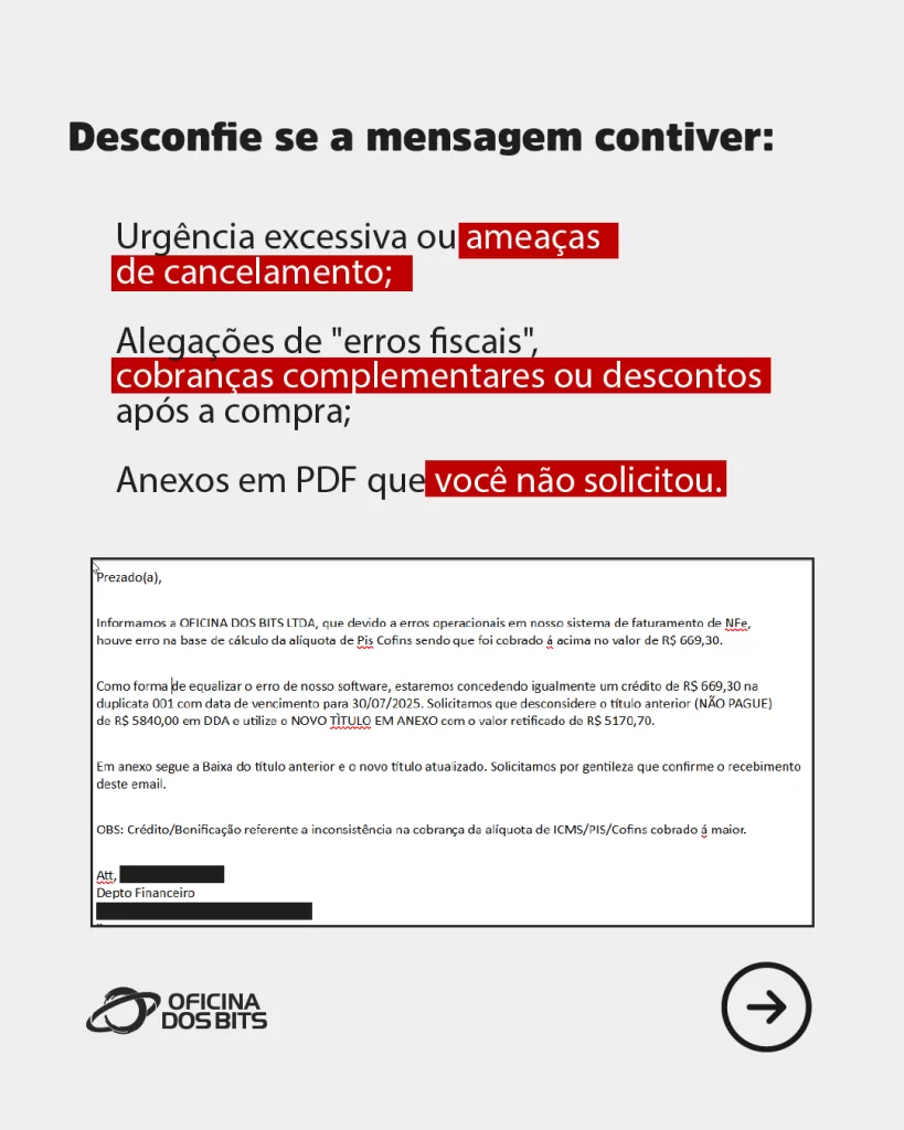 Golpe do boleto falso Oficina dos Bits